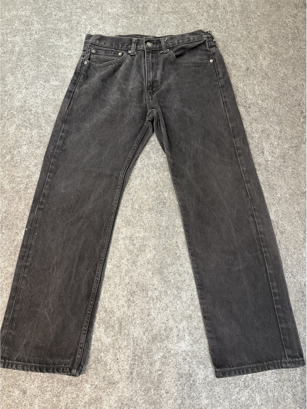 Levis 505 Regular Fit Jeans Mens 34x30 Black Faded Straight Leg Denim